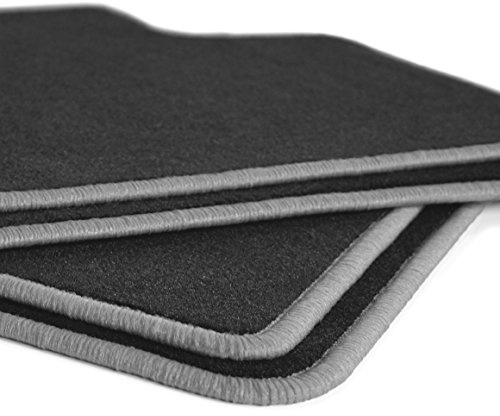 AUTOTEPPICH-Stylers Velours Schwarze Fußmatten passend für VW VW Polo III 3 6N 1994-1999 mit Rand in Silbergrau