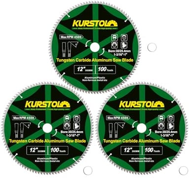 KURSTOL Aluminium-Kreissägeblatt 305 mm x 100T x 30 mm Bohrung (25,4 mm Reduzierringe) für Aluminium, Nichteisenmetall, Kunststoff(3 Stück)