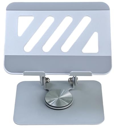 Aurafly iPad Stand Holder, Aluminum 360° Rotating Tablet Desk Holder, Adjustable Foldable Desktop Tablet Stand holder Portable Monitor stand for 4-13'' iPad/tablets/PS/Switch (Silver)