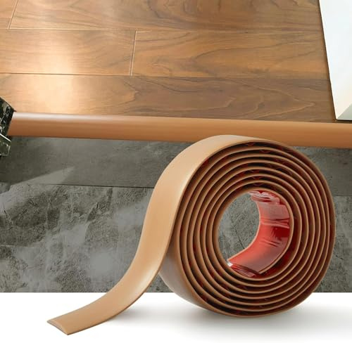 Zayejod Self Adhesive PVC Floor Threshold Transition Strip 6M Light Brown | 7.6CM Laminate Flooring Flat Divider Strip,Vinyl Door Bars for Doorways,Carpet Floor Edge Trim for Joining Floor Tiles Gaps