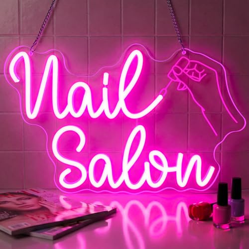 GGAQQ Nail Salon Neon schild LED Neonlicht | Hängeschild für Nagelstudio Nagelsalon Nageldesign Wanddeko