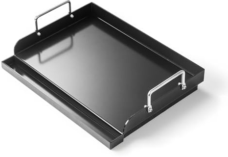 Universal Plancha Grillplatte für Gasgrills, Holzkohlegrills, Elektrogrill und mehr,Universal Plancha mit Abnehmbarer Griff,43 x 33CM Grillplatte,Schwarze Plancha Grillplatte, Antihaftbeschichtung