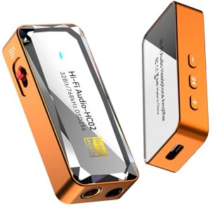 Pisendra DAC USB C Amplificatore per Cuffie, Dongle DAC Portatile CS43198, Jack 3,5 mm e 4,4 mm, Hi-RES 32 bit/768 kHz, DSD256, Scheda Audio Esterna per IEM, Smartphone, Tablet e PC, Arancione