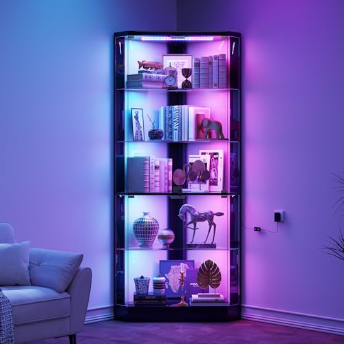 Glasmonter med RGB-belysning, Lämplig för samlarföremål, Svart