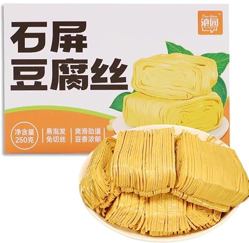 DAMAICHUHAI Tofustreifen 250g, Tofuhaut aus Soja, Tofu Skin in feinen Streifen, leicht einweichbar & vielseitig würzbar, für Hot Pot, Suppe, Ramen, Salat & Gemüsepfanne, für Familien, Berufstätige