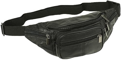 Gürteltasche Bauchtasche Hüfttasche Schwarz Echt Leder Umhängetasche