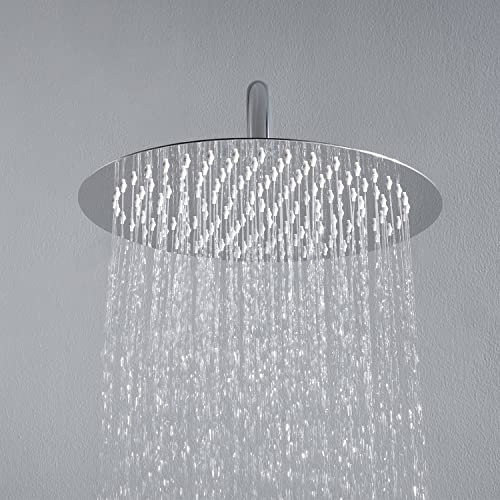 JOHO Regendusche Duschkopf aus 304 Edelstahl, 12 Zoll Regenduschkopf Kopfbrause mit Anti-Kalk-Düsen, Rund Brausekopf Einbauduschkopf 30cm Chrom