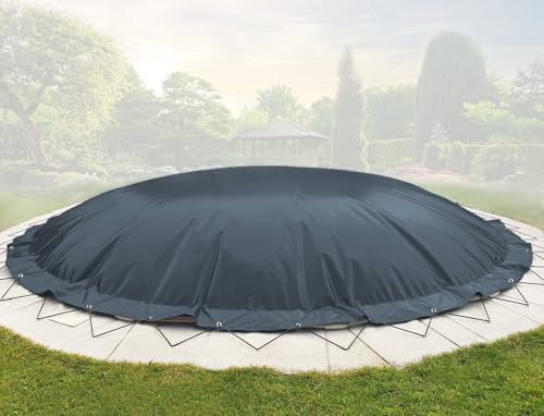 ANKO PLANEN Aufblasbare Poolplane rund AirDeluxe - 1360g/m² (2X 680 g/m²) - Poolabdeckung rund - wasserdicht & UV-beständig - Anthrazit - Poolinnendurchmesser: 250cm