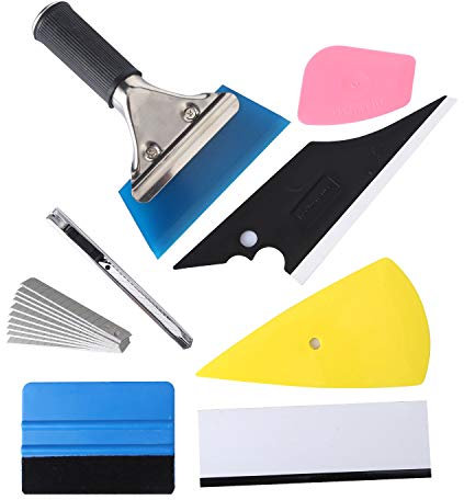GISSVOGEEK Car Window Film Tinting Tools, Auto Vinyl Wrap Installation Kit, Precut/Auto Window Tint Kit, 8 in 1 Kit with Felt Squeegee&Felts, Window Tint Squeegee, Vinyl Squeegee, Utility Knife&Blades