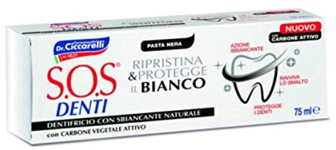 S.O.S Denti Dr Ciccarelli, Spezial-Zahnpasta zum Aufhellen, Trägt zur Wiederherstellung und zum Schutz der natürlichen Zahnfarbe bei, Beseitigt Mundgeruch, 100% Made in Italy, 75 ml Tube