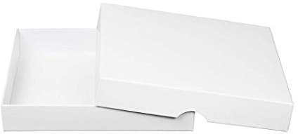 Natürlich verpacken Faltschachtel 22 x 22 x 3 cm, Weiß, Deckel, Karton - 10er Set