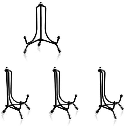 ipow 4 Stück Metall Tellerständer, Tellerhalter Eisen Staffelei Aufsteller Display Ständer schöner Bilderständer für Foto, Kunst, Teller, Bücher, Bild (4 Zoll Ständer)