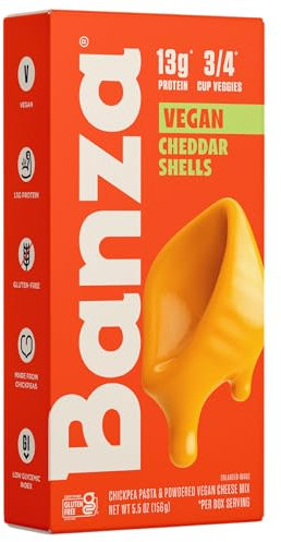 Banza VEGAN Pasta Mac & Cheese - Chickpea Plant Based shells & Vegan Cheddar, 5.5 Ounce/156gr