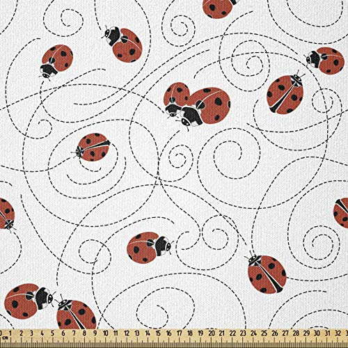 ABAKUHAUS Marienkäfer Stoff als Meterware, Bugs Eine gestrichelte Spirals, ausdehnbar mit Elestan für Heimwerkarbeiten und Näharbeiten, 1Meter, Schwarz Weiß