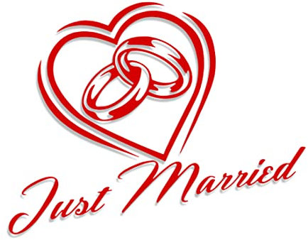 Decus Wedding Just Married Hochzeit Ringe L 0292 (rot) // Sticker OEM JDM Style Aufkleber