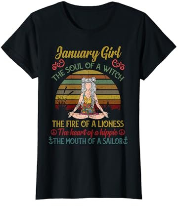 January Girl The Soul of A Witch Yoga Januar Geburtstag T-Shirt