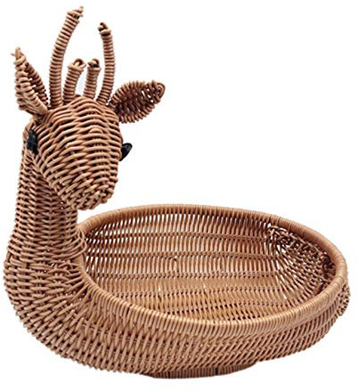 Paniers pain Rotin tissé Fruit Basket, imitation cerf pain corbeille de fruits bols Plateau légumes Snack panier Nouveauté animal Shaped Ancient Rat (Color : Brown, Size : Medium)