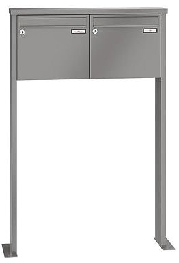RENZ/Tetro / 2er Freistehende Briefkastenanlage Standbriefkasten/RAL-Farbe 9007 Volumen 1/mit Fußplatten/Dein-Briefkasten.de