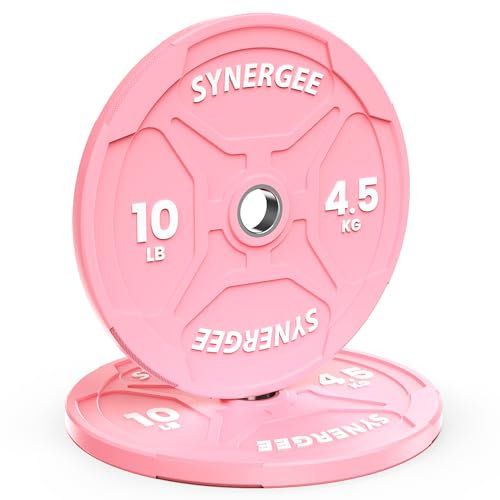 Synergee Bumper Plates – Durable Olympic Weight Plates, Low-Bounce Rubber for Strength Training, Powerlifting, and Functional Workouts.