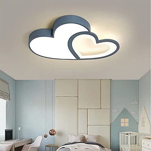 MyLjp Deckenlicht Herz Geformte Kinderzimmer Cartoon Lampe Mädchen Junge Deckenleuchte Dimmable Wohnzimmer Lampe Acryl Lampe,Blau