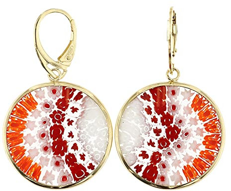 Venetiaurum - Boucles d'oreilles pour Femme avec Murrina 26mm en Verre de Murano Original et Argent 925 - Bijou Certifié Made In Italy