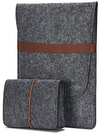 LUOHANGE Vertical 15 Inch MacBook Pro Sleeve Protective Laptop Case for 16 Inch MacBook Pro 2019, 15 Inch MacBook Pro 2015-2019, Dell XPS 15 with Small Felt Accessory Bag (Dark Gray)