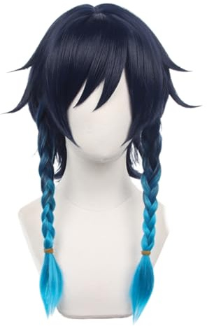 Anime Cosplay Wig Blue Gradient Short Hair Cap for Adult