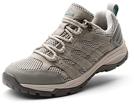 NORTIV 8 Women's Hiking Shoes Lightweight Breathable Mesh Walking Sneakers Outdoor Work Shoes Wander,Size 8,Light Grey,SNHS222W