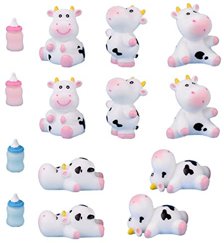 14 Stück Niedlich Kuh Kuchen Topper, Miniatur Kühe Figuren Tortenfigur, Mini Kühe Harz Ornamente, für Miniatur Garten Deko Landschaft Dekoration DIY Terrarium Handwerk