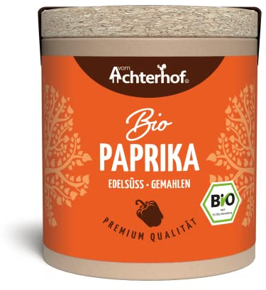 Paprika edelsüß gemahlen Bio 50g | edelsüßes Paprikapulver mild-pikant und aromatisch | ideal für herzhafte Speisen | vom Achterhof