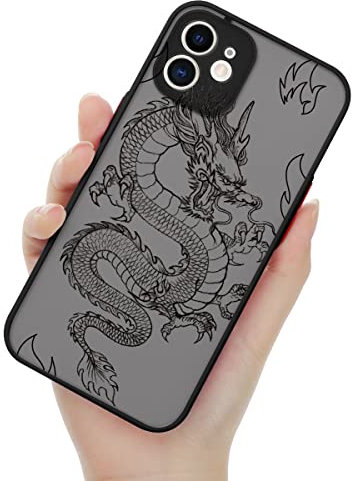 ZhuoFan für iPhone 12 Hülle - 6,1, Aesthetic mit Motiv Anti-Kratzen Stoßfest Hülle, Durchsichtig Cartoon Drachen Muster Silikon TPU Schutzhülle Kameraschutz Case für iPhone 12, Dragon
