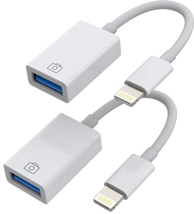 iPhone OTG Adapter (2 Stück) Lightning Stecker auf USB Buchse Konverter Datensync Dongle für 14 13 12 11 Pro Max 7 8 Plus iPad Kamera Kartenleser USB Flash Drive Maus Tastatur Hub MIDI Piano