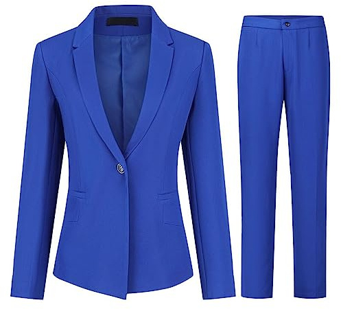YUNCLOS 2-teiliges Büroanzug-Set für Damen, Business-Anzug, schmale Passform, Blazer-Hose