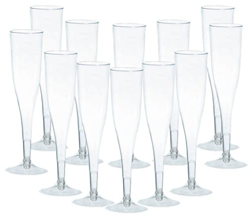 eBoutik - Set of 12 Disposable Champagne Glass Champagne Flutes - Summer Reusable Champagne Glasses for Weddings, BBQ, Father's Day & Birthdays, Etc.