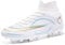 ESXGED Womens Soccer Boots Spike Shoes Mens Athletic Outdoor/Indoor Comfortable Football Shoes Running Walking Student Cleats Sneakers, White, 9.5 Women/8 Men