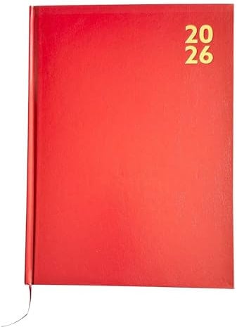 2024 Premium A4 Größe Hardcover Schreibtisch-Tagebuch Wochenansicht Jahresplaner Organizer mit Lesebändchen für Business, Büro, Zuhause, Burgunderrot