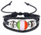 EsUkar Men'S Bracelets,National Flag Pattern Time Stone Bracelet Italy Flag Layered Braided Leather Bracelet Black Leather Bracelet Patriot Jewelry Charm Jewelry For Women Men