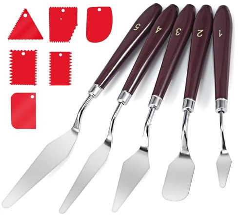 Siumir Spatole per Pittura 11 Pezzi Set, 5 Spatola+6 Raschietti, Pittura ad Olio Knife Raschietto Art