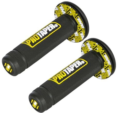 DecorDwell Motocross Grip,Universal Vintage Motorradlenker,Motorrad Protaper Griffe,22MM 24MM Motorrad Lenker Griffe,Wasserdicht und langlebig,Weichem Gummi Fahrrad Handgriffe (Gelb)