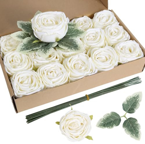 16 Seidenrosen (Elfenbein)
