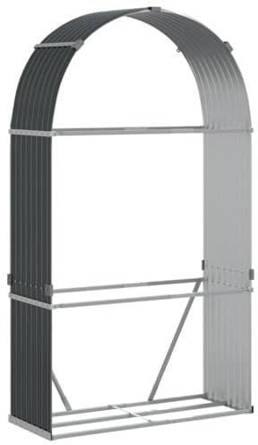 vidaXL Kaminholzunterstand, Kaminholzregal mit viel Stauraum, Feuerfest Brennholzregal mit Haken, Garten Holzlager Unterstand, Anthrazit 120x45x210cm Verzinkter Stahl