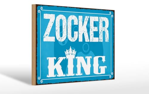 Ontrada Holzschild 20x30cm Zocker King Playstation Holz Schild