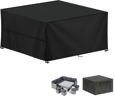 LAMUNI Abdeckhaube Gartenmöbel 150x130x90cm Tisch Abdeckung Gartentisch Wasserdicht Abdeckplanen für Gartenmöbel Plane 420D Oxford Gewebe Schutzhülle für Gartenmöbel, Loungemöbel, Rattanmöbel