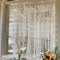 Yaland Landhausstil Scheibengardinen mit Stickerei Blumen Muster transparente Gardinen mit gebogten Abschluss Kurzstore 1 Stück Beige HxB 45x130cm