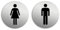 WC Schild Damen Herren Toilettenschilder 2er-Set Ø 75 mm Aluminium selbstklebend (Silber)