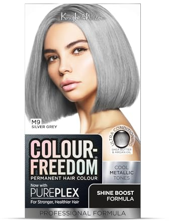 Colour Freedom Metallic Silver Grey Permanent Hair Dye with PurePlex. Ultra Glossy Conditioning Hair Colour. 100% grey coverage. By Knight & Wilson.