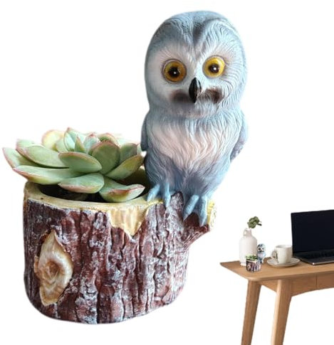 Eulentöpfe für Pflanzen, Indoor-Pflanzgefäß – Kunstharz-Eulen-Übertopf, Sukkulenten-Blumentopf, Tier-Blumentopf, hohe Bruchfestigkeit