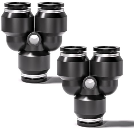 Innfeeltech 20 Piezas 6mm Negro Splitter Push to Connect Racores de Conexión Rápida Conectores Neumáticos