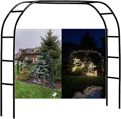 MJMLUCK Großer Gartenbogen aus Metall, robuster Rosenbogen, Pavillon, Blumenständer für Kletterpflanzen, Stützbogen, Gartendekoration, Schwarz, 3 m Breite x 2,2 m Höhe