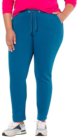 Ulla Popken Damen große Größen Übergrößen Plus Size Sweathose, kuschelweiche Innenseite, Elastikbund blaugrün 66+ 801048768-66+